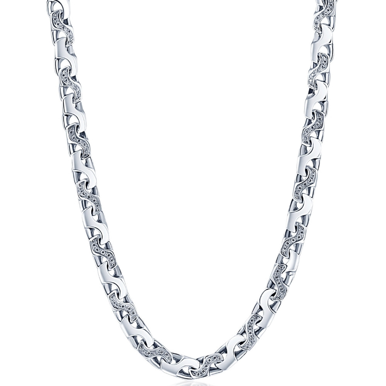 Men's 14k Gold (85gram) or Platinum (159gram) 8.5mm Diamond Chain Necklace  20 (H-I